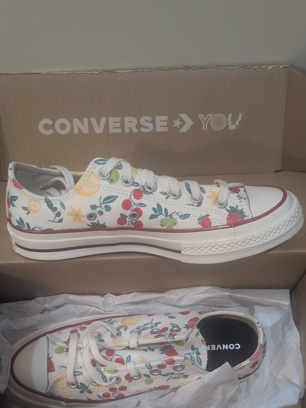 NEW Converse Low-Top Sneakers in White with Fruit Print - Unisex - Picture 9 of 10